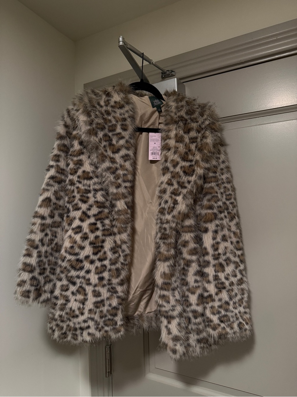 wild fable Leopard Print Faux Fur Teddy Jacket - Brown & Cream